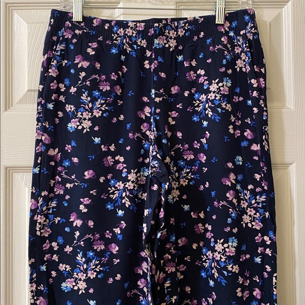 J. Jill Floral Ankle Pants - Black and Purple
